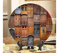 SMAZDFXX 10 Inch Rustic Ceramic Dinner Plate,Doors from Valencia Spain Round Porcelain Ceramic Plate Decor Accessory for Dining, Parties, Wedding