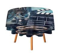 SMAZDFXX 3D Movie Theater Round Tablecloths Machine Washable Indoor Outdoor Table cloths Vintage Cinema Movie Industry Themed Film Production Accessories 70Inch