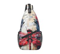 SMAZDFXX Abstract Red Dragonfly print Sling Bag Sport Hiking Daypack Crossbody Shoulder Backpack Chest Bag Men Women