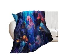 SMAZDFXX Abstract Watercolor Wildlife Jellyfish Blanket Lightweight FlannelFantasy Underwater World Jellyfish Coral Throw Blanket for Women Men Soft Cozy Plush Warm Fleece Birthday Gifts 40"x50"