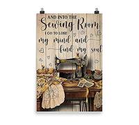 SMAZDFXX and Into The Sewing Room I Go to Lose My Mind and Find My Soul Sewing Machine Metal Sign Retro Vintage Poster Wall Art Decor 8X12 Inches