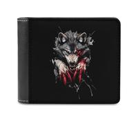SMAZDFXX Angry Werewolf Printed Leather Wallet for Men ID Card Bifold Front Pocket Slim Purse Money Clip