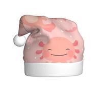 SMAZDFXX Axolotl Kawaii Festive Plush Santa Hat For Adults, Soft Christmas Party Hat With Fur Trim For Holiday Events