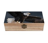 SMAZDFXX Bald Eagle in Flight Wooden Storage Box Decorative Keepsake Boxes