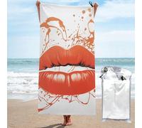 SMAZDFXX Beach Towel Sand Free Quick Dry Towel Microfiber Oversized Red Kiss Travel Towel 31.5"" X63 Blanket for Women Men Camping Swim Sports, White