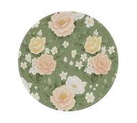 SMAZDFXX Beautiful Peony & Other Flowers Mousepad Non-Slip Round Print Stitched Edges Rubber 8in