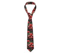SMAZDFXX Beautiful Red Poppy Flower Print Elegant Men Necktie Classic Ties Stylish For Weddings Business And Everyday Wear