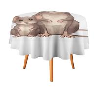 SMAZDFXX Big Mouse and Little Mouse Tablecloth 70x70in Round Table Cloth Durable Polyester, Washable Stain Resistant Table Cover for Indoor Outdoor (Picnic, Dining, Party)