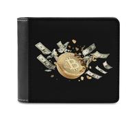 SMAZDFXX Bitcoin and Dollar Bills Printed Leather Wallet for Men ID Card Bifold Front Pocket Slim Purse Money Clip