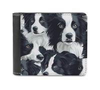 SMAZDFXX Border Collies Printed Leather Wallet for Men ID Card Bifold Front Pocket Slim Purse Money Clip