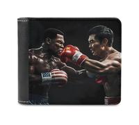 SMAZDFXX Boxing U.S. VS China Slim Men's Bi-fold Wallets PU Leather Purse with 6 Card Holders Money Clip