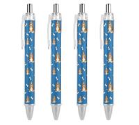 SMAZDFXX Cartoon Basset Hound Dogs And Bones Ballpoint Pen Retractable Writing Smooth Black Ink Ball Point Pens Office Gift 4 PCS