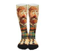 SMAZDFXX Cartoon Scottish Bagpipe Sock Tube Socks Wide Calf Compression Socks for Men Women Running Hiking Cycling