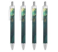 SMAZDFXX Charming Moonlit Owl And Firefly Retractable Ballpoint Pen with 0.5 Mm Point Black Ink Smoothly Writing 4 PCS