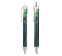 SMAZDFXX Charming Moonlit Owl And Firefly Retractable Ballpoint Pen with 0.5 Mm Point Black Ink Smoothly Writing 2 PCS