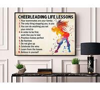 SMAZDFXX Cheerleading Life Lessons Retro Poster Watercolor Print Gift for Cheerleader Girls Wall Art Club Decor Rustic Home Room Plaque 12x8 Inches