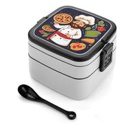 SMAZDFXX Chef Pizza Bento Box Large-Capacity Adult Portable Lunch Boxes with Handle and Spoon for Work Travel Camping