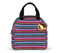 SMAZDFXX Colorful Mexican Serape Leopar Meal Prep Bag Side Pockets Lunch Tote Reusable Lunch Box Carrier for Adult Work Picnic
