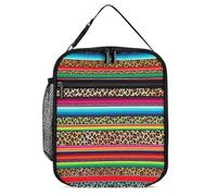 SMAZDFXX Colorful Mexican Serape Leopard Reusable Meal Prep Bag Lunch Bag Zipper Closure Leakproof Lunch Box for Work Office Picnic