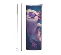 SMAZDFXX Cool Axolotls & Cosmic Galaxy 20oz Straight Straw Cup with Straw Stainless Steel Cartoon Pattern Insulated Cups
