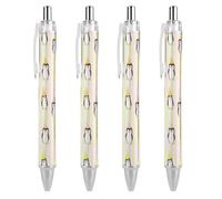 SMAZDFXX Cute Cartoon Penguins with Colorful Hats Ballpoint Pen Retractable Writing Smooth Black Ink Ball Point Pens Office Gift 4 PCS