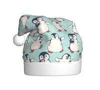 SMAZDFXX Cute Penguins Festive Plush Santa Hat For Adults, Soft Christmas Party Hat With Fur Trim For Holiday Events