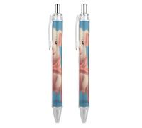 SMAZDFXX Cute Pig with Pink Tie Retractable Ballpoint Pen with 0.5 Mm Point Black Ink Smoothly Writing 2 PCS