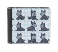 SMAZDFXX Cute Scottish Terrier Dogs Printed Leather Wallet for Men ID Card Bifold Front Pocket Slim Purse Money Clip