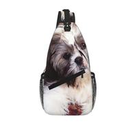 SMAZDFXX Cute Shih Tzu Men'S Crossbody Bag, Lightweight Mobile Phone Wallet Key Case,Travel fitness commuting chest bag