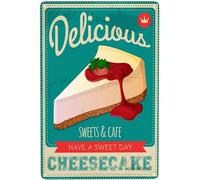SMAZDFXX Delicious Cheesecake Metallic Tin Sign Decoration Popular Iron Poster Wall Man Cave 8x12 inch for Home Cafe Bar Club