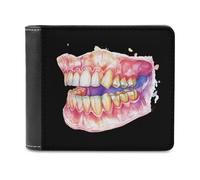 SMAZDFXX Dental Anatomy Art Print Printed Leather Wallet for Men ID Card Bifold Front Pocket Slim Purse Money Clip