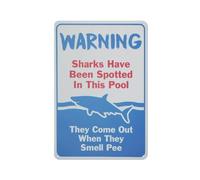 SMAZDFXX Design Swimming Pool Warning Signs Sharks Have Been Spotted in This Pool Outdoor Warning Wall Art 8"x12"