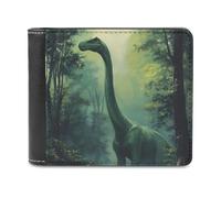 SMAZDFXX Dinosaur with Long Neck Slim Men's Bi-fold Wallets PU Leather Purse with 6 Card Holders Money Clip