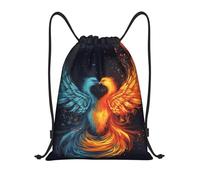 SMAZDFXX Drawstring Backpack Fire and water phoenix String Bag Sackpack Foldable Backpack Sports Gym Bag for Shopping Yoga