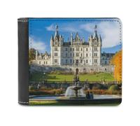 SMAZDFXX Dunrobin Castle in Scotland Printed Leather Wallet for Men ID Card Bifold Front Pocket Slim Purse Money Clip