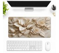 SMAZDFXX Elegant Floral Relief Composition In Neutral Tones Large Extended Gaming Mouse Pad 12"x24", Desk Mat Keyboard Mouse Mat for Office Gaming Ho