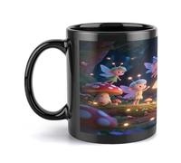 SMAZDFXX Fairies in Mushroom Mugs Cute Ceramic Mugs with Large Handle 12 Oz Novelty Cup for Latte Hot Cocoa Tea Stylish Daily Office and Home