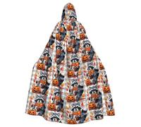 SMAZDFXX Fall Raccoon Pumpkin Hooded Cloak Cape Women Men Adults Full Length for Halloween Cosplay Costumes
