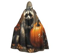 SMAZDFXX Fall Raccoon Pumpkin Hooded Cloak Cape Women Men Adults Full Length for Halloween Cosplay Costumes