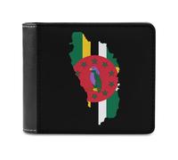 SMAZDFXX Flag of Dominica Flag Map Printed Leather Wallet for Men ID Card Bifold Front Pocket Slim Purse Money Clip