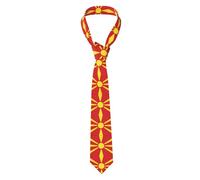 SMAZDFXX Flag of Northern Macedonia Men's Neckties - Long, Print Necktie, Perfect for Business, Wedding, Groomsmen, and Formal Western Wear