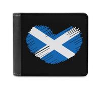 SMAZDFXX Flag of Scotland Heart Printed Leather Wallet for Men ID Card Bifold Front Pocket Slim Purse Money Clip
