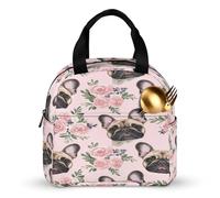 SMAZDFXX French Bulldog Dog Floral Meal Prep Bag Side Pockets Lunch Tote Reusable Lunch Box Carrier for Adult Work Picnic