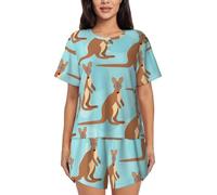 SMAZDFXX Funny for Kangaroo Zoo Print Women Tops with shorts Casual and Fun summer Pajama Sets