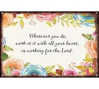 SMAZDFXX Funny Tin Sign Whatever You Do Work At It With All Your Heart Mens Womens Decorative Aluminum Wall Bar Restaurant Cafe Decoration 8x6 Inch
