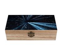 SMAZDFXX Galactic Speed Tunnel Starlight Wooden Keepsake Box Vintage Solid Wood with Hinged Lid 7.9"×3.7"×2.3" Metal Latch Rustic Home Decor for Jewelry Photos And Trinkets