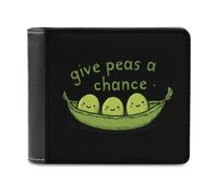 SMAZDFXX Give Peas A Chance Funny Slim Bifold Wallets for Men Stylish Front Pocket Purse with Card Holder Slots