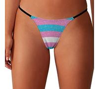 SMAZDFXX Glitter Transgender Pride Flag Print T-Back Thong for Women G-String Underwear Panty