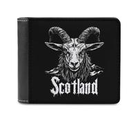 SMAZDFXX Goat Scotland Printed Leather Wallet for Men ID Card Bifold Front Pocket Slim Purse Money Clip
