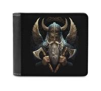 SMAZDFXX God Odin Slim Men's Bi-fold Wallets PU Leather Purse with 6 Card Holders Money Clip